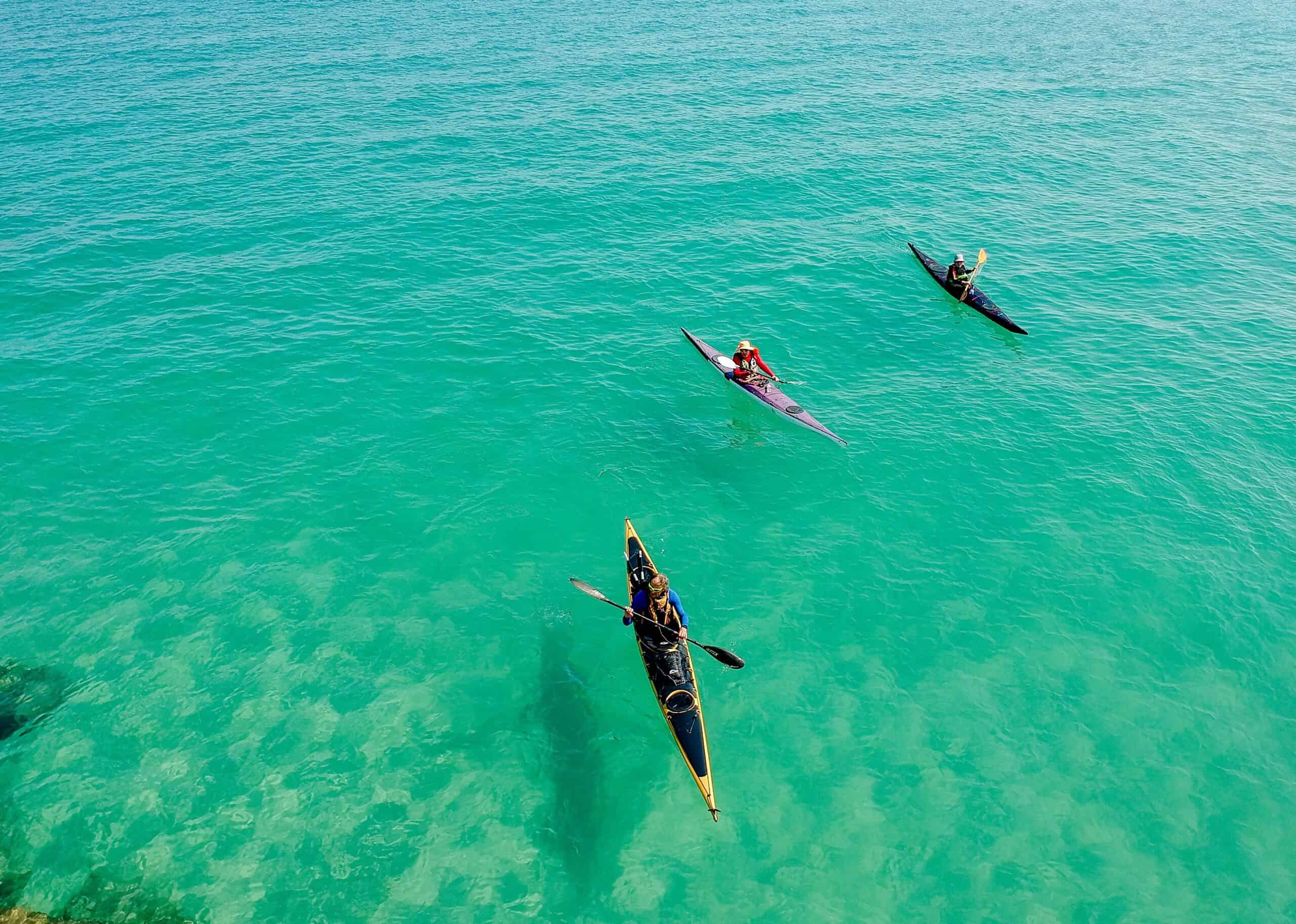 kayaks in the sea